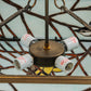 Meyda Lighting Backyard Friends 30" 4-Light Antique Copper Inverted Pendant Light With Amber and Blue Shade Glass