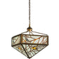 Meyda Lighting Backyard Friends 30" 4-Light Antique Copper Inverted Pendant Light With Amber and Blue Shade Glass