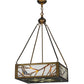 Meyda Lighting Backyard Friends 30" 4-Light Antique Copper Inverted Pendant Light With Sea Foam Shade Glass