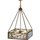 Meyda Lighting Backyard Friends 30" 4-Light Antique Copper Inverted Pendant Light With Sea Foam Shade Glass