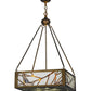 Meyda Lighting Backyard Friends 30" 4-Light Antique Copper Inverted Pendant Light With Sea Foam Shade Glass
