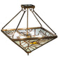 Meyda Lighting Backyard Friends 30" 4-Light Antique Copper Semi-flush Mount Ceiling Light With Amber and Blue Shade Glass