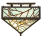 Meyda Lighting Backyard Friends 30" 4-Light Oil Rubbed Bronze Flush Mount Light With Stained Shade Glass