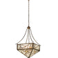 Meyda Lighting Backyard Friends 33" 4-Light Antique Copper Inverted Pendant Light With Brown & Beige Stained Shade Glass