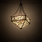 Meyda Lighting Backyard Friends 33" 4-Light Antique Copper Inverted Pendant Light With Brown & Beige Stained Shade Glass