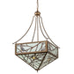 Meyda Lighting Backyard Friends 33" 4-Light Antique Copper Inverted Pendant Light With Brown & Beige Stained Shade Glass