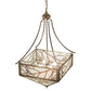 Meyda Lighting Backyard Friends 33" 4-Light Antique Copper Inverted Pendant Light With Brown & Beige Stained Shade Glass