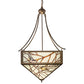 Meyda Lighting Backyard Friends 33" 4-Light Antique Copper Inverted Pendant Light With Brown & Beige Stained Shade Glass