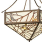 Meyda Lighting Backyard Friends 33" 4-Light Antique Copper Inverted Pendant Light With Brown & Beige Stained Shade Glass