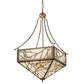 Meyda Lighting Backyard Friends 33" 4-Light Antique Copper Inverted Pendant Light With Brown & Beige Stained Shade Glass