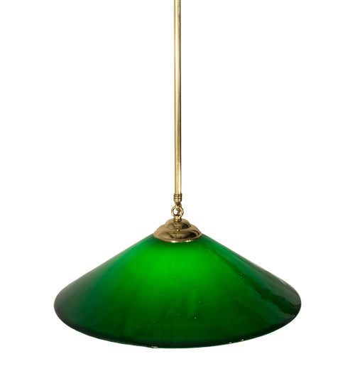 Meyda Lighting Bailey Banker's 18" Polished Brass Pendant Light With Hunter Green Shade Glass