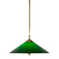 Meyda Lighting Bailey Banker's 18" Polished Brass Pendant Light With Hunter Green Shade Glass