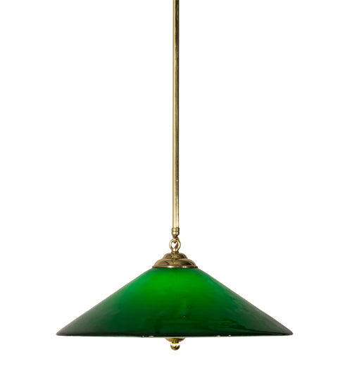 Meyda Lighting Bailey Banker's 18" Polished Brass Pendant Light With Hunter Green Shade Glass