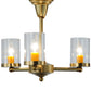 Meyda Lighting Bakersfield 20" 3-Light Natural Brass Chandelier With Clear Shade Glass