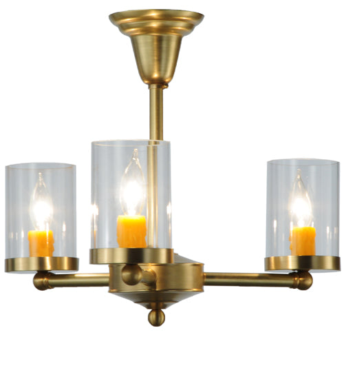 Meyda Lighting Bakersfield 20" 3-Light Natural Brass Chandelier With Clear Shade Glass