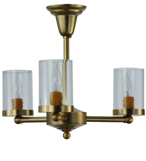 Meyda Lighting Bakersfield 20" 3-Light Natural Brass Chandelier With Clear Shade Glass