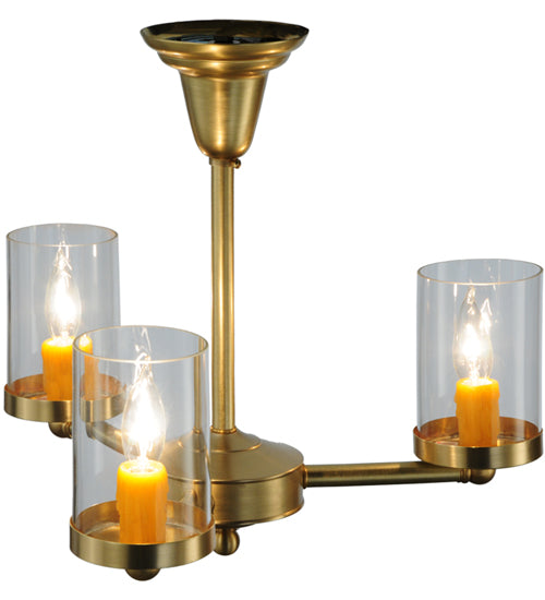 Meyda Lighting Bakersfield 20" 3-Light Natural Brass Chandelier With Clear Shade Glass