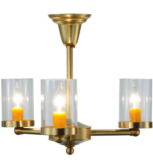 Meyda Lighting Bakersfield 20" 3-Light Natural Brass Chandelier With Clear Shade Glass