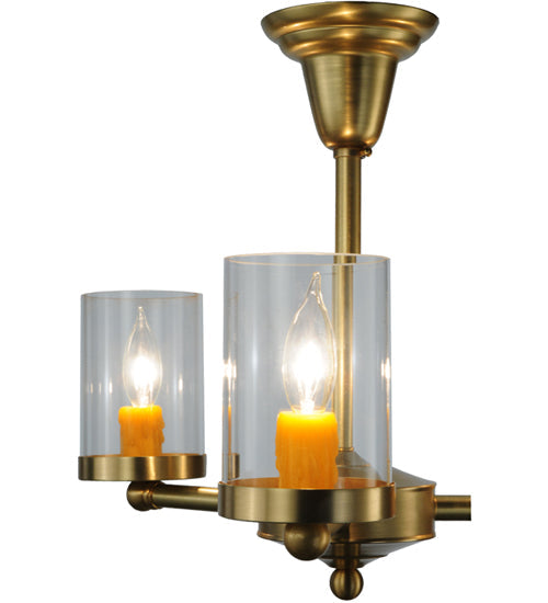 Meyda Lighting Bakersfield 20" 3-Light Natural Brass Chandelier With Clear Shade Glass