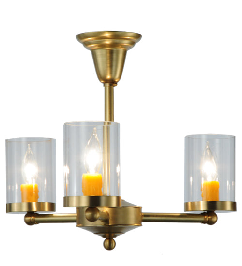 Meyda Lighting Bakersfield 20" 3-Light Natural Brass Chandelier With Clear Shade Glass