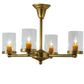 Meyda Lighting Bakersfield 24" 4-Light Natural Brass Chandelier With Clear Shade Glass