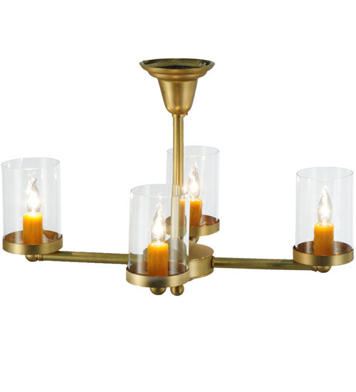 Meyda Lighting Bakersfield 24" 4-Light Natural Brass Chandelier With Clear Shade Glass