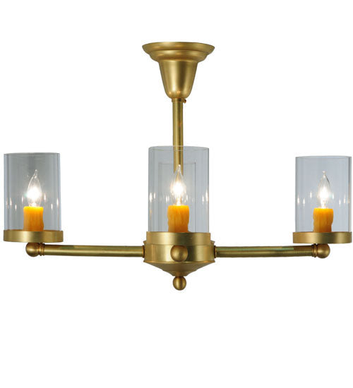 Meyda Lighting Bakersfield 24" 4-Light Natural Brass Chandelier With Clear Shade Glass