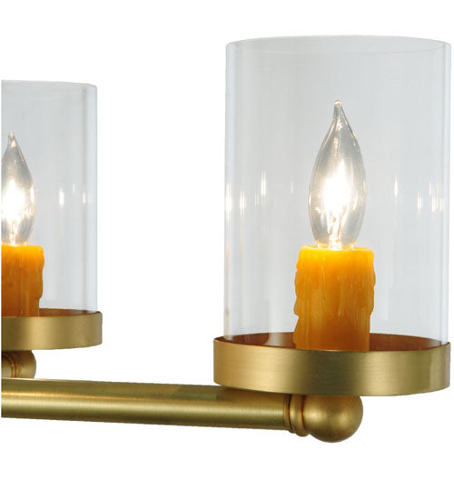 Meyda Lighting Bakersfield 24" 4-Light Natural Brass Chandelier With Clear Shade Glass