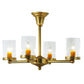 Meyda Lighting Bakersfield 24" 4-Light Natural Brass Chandelier With Clear Shade Glass