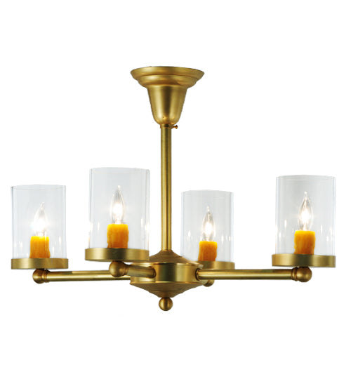Meyda Lighting Bakersfield 24" 4-Light Natural Brass Chandelier With Clear Shade Glass