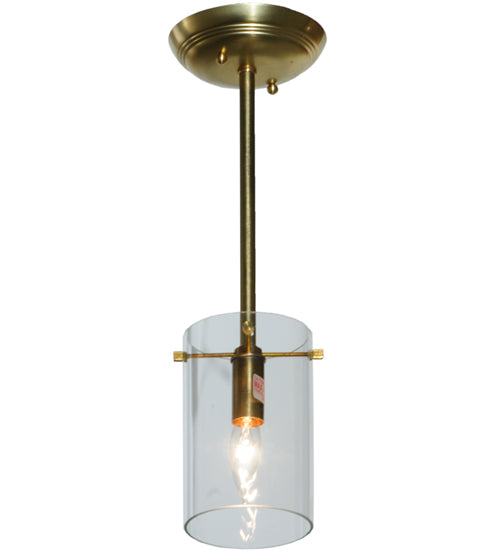 Meyda Lighting Bakersfield 5" Natural Brass Mini Pendant Light With Clear Shade Glass