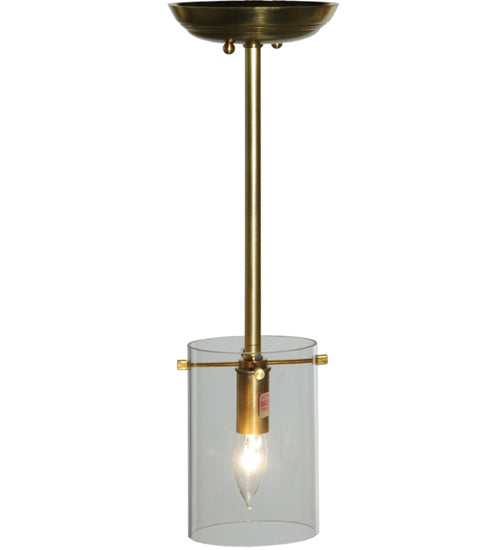Meyda Lighting Bakersfield 5" Natural Brass Mini Pendant Light With Clear Shade Glass