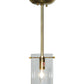 Meyda Lighting Bakersfield 5" Natural Brass Mini Pendant Light With Clear Shade Glass