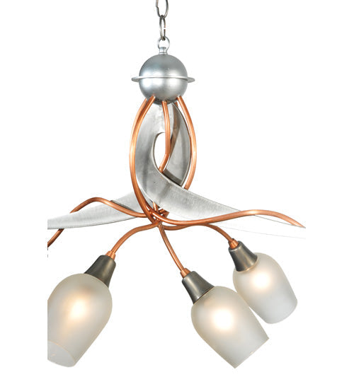 Meyda Lighting Ballerina 30" 5-Light Copper And Steel Clear Coated Chandelier With Frosted Clear Shade Glass