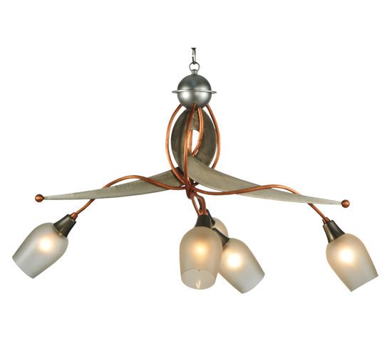 Meyda Lighting Ballerina 30" 5-Light Copper And Steel Clear Coated Chandelier With Frosted Clear Shade Glass