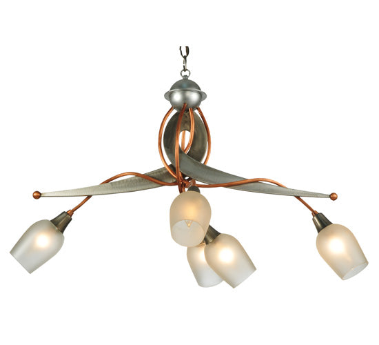 Meyda Lighting Ballerina 30" 5-Light Copper And Steel Clear Coated Chandelier With Frosted Clear Shade Glass