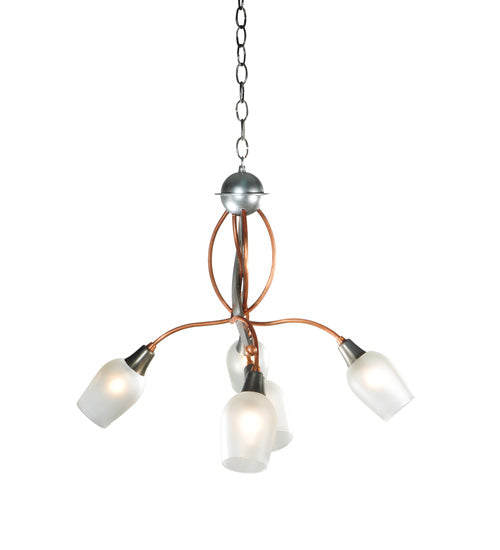 Meyda Lighting Ballerina 30" 5-Light Copper And Steel Clear Coated Chandelier With Frosted Clear Shade Glass