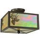 Meyda Lighting Balsam Pine 10"Sq 2-Light Timeless Bronze Flush Mount Light With Beige Iridescent Shade Glass