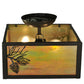 Meyda Lighting Balsam Pine 10"Sq 2-Light Timeless Bronze Flush Mount Light With Beige Iridescent Shade Glass
