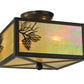 Meyda Lighting Balsam Pine 10"Sq 2-Light Timeless Bronze Flush Mount Light With Beige Iridescent Shade Glass