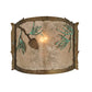 Meyda Lighting Balsam Pine 12" Antique Copper & Green Needles Wall Sconce With Silver Mica Shade Glass