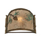 Meyda Lighting Balsam Pine 12" Antique Copper & Green Needles Wall Sconce With Silver Mica Shade Glass