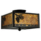 Meyda Lighting Balsam Pine 14" 2-Light Timeless Bronze Flush Mount Light With Amber Mica Shade Glass