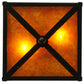 Meyda Lighting Balsam Pine 14" 2-Light Timeless Bronze Flush Mount Light With Amber Mica Shade Glass