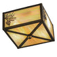 Meyda Lighting Balsam Pine 15" 2-Light Antique Copper Flush Mount Light With Beige Iridescent Shade Glass