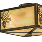 Meyda Lighting Balsam Pine 15" 2-Light Antique Copper Flush Mount Light With Beige Iridescent Shade Glass