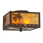 Meyda Lighting Balsam Pine 15" 2-Light Cafe Noir Flush Mount Light With Amber Mica Shade Glass