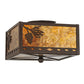 Meyda Lighting Balsam Pine 15" 2-Light Cafe Noir Flush Mount Light With Amber Mica Shade Glass