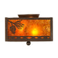 Meyda Lighting Balsam Pine 15" 2-Light Cafe Noir Flush Mount Light With Amber Mica Shade Glass