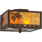 Meyda Lighting Balsam Pine 15" 2-Light Cafe Noir Flush Mount Light With Amber Mica Shade Glass